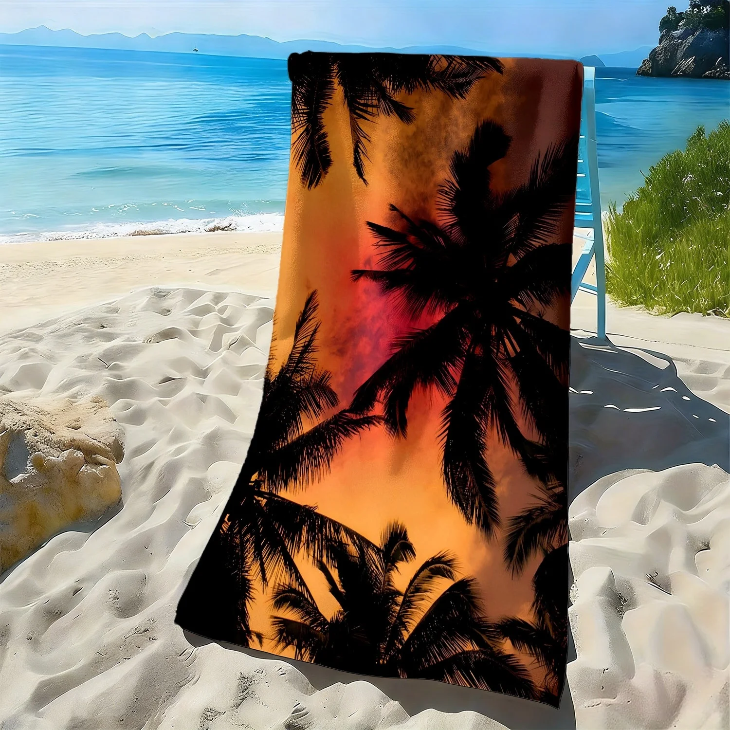 Palm tree sunset pattern polyester microfiber beach towel is highly absorbent, suitable for swimming and beach outings
Palm tree sunset pattern polyester microfiber beach towel is highly absorbent, suitable for swimming and beach outings