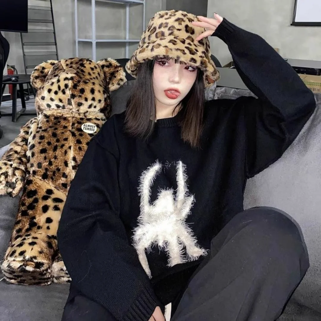 Punk subculture, dark knit sweater, women's autumn and winter loose fit, gothic streetwear, spicy girl, long sleeved top
Punk subculture, dark knit sweater, women's autumn and winter loose fit, gothic streetwear, spicy girl, long sleeved top