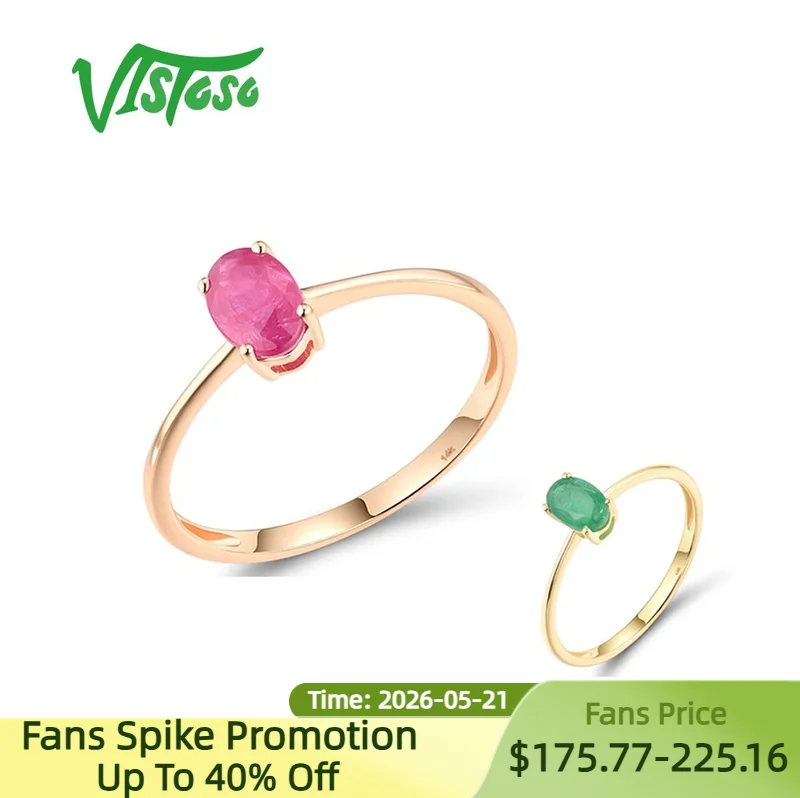 VISTOSO Pure14K 585 Yellow Rose Gold Rings For Women Sparkling Ruby Eemerald Minimalism Solitaire Wedding Delicate Fine Jewelry
VISTOSO Pure14K 585 Yellow Rose Gold Rings For Women Sparkling Ruby Eemerald Minimalism Solitaire Wedding Delicate Fine Jewelry