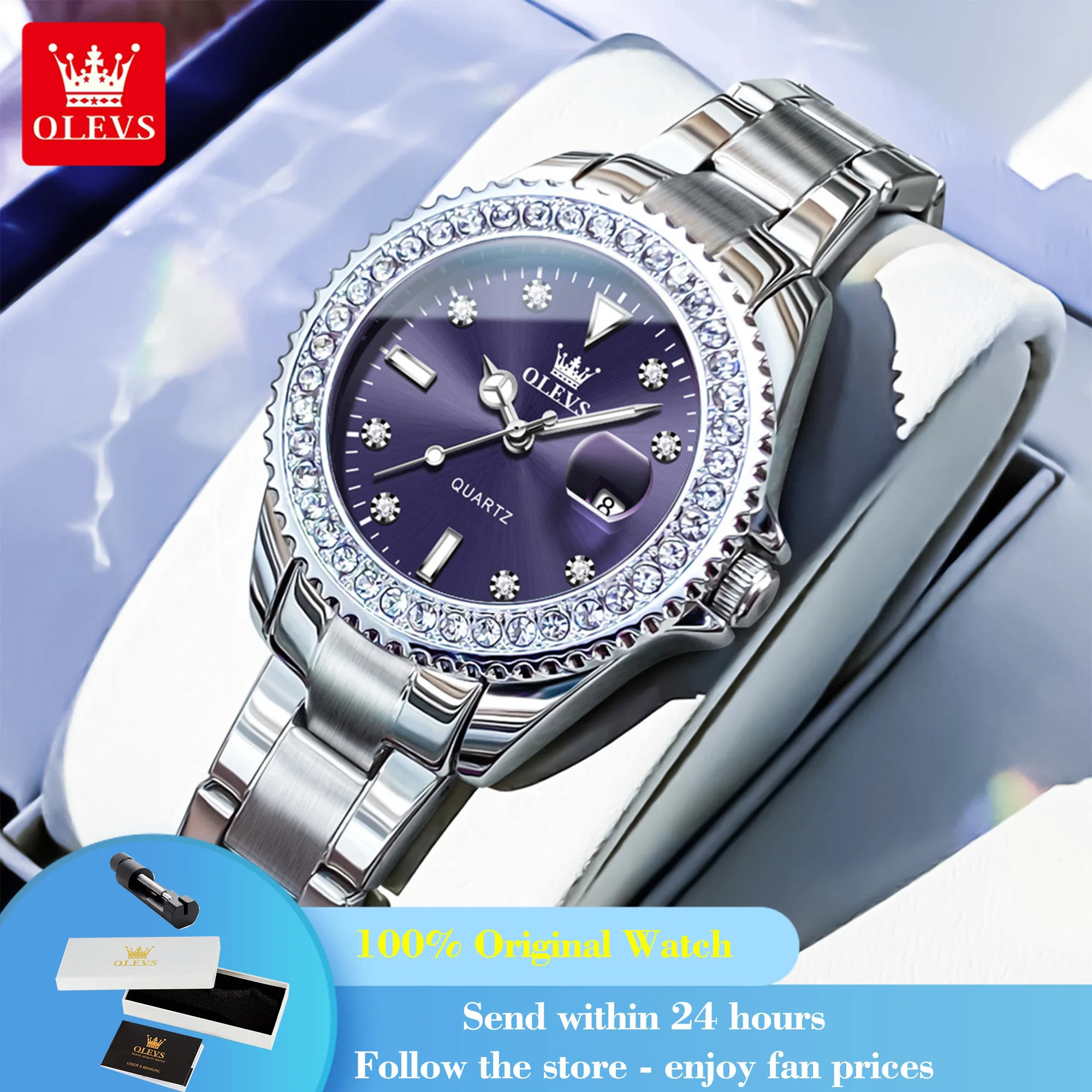 OLEVS 9945 Watch For Women Classic Luxury Calendar Quartz Woman Watch Diamond Scale Waterproof Wristwatch Stainless Steel Strap
OLEVS 9945 Watch For Women Classic Luxury Calendar Quartz Woman Watch Diamond Scale Waterproof Wristwatch Stainless Steel Strap