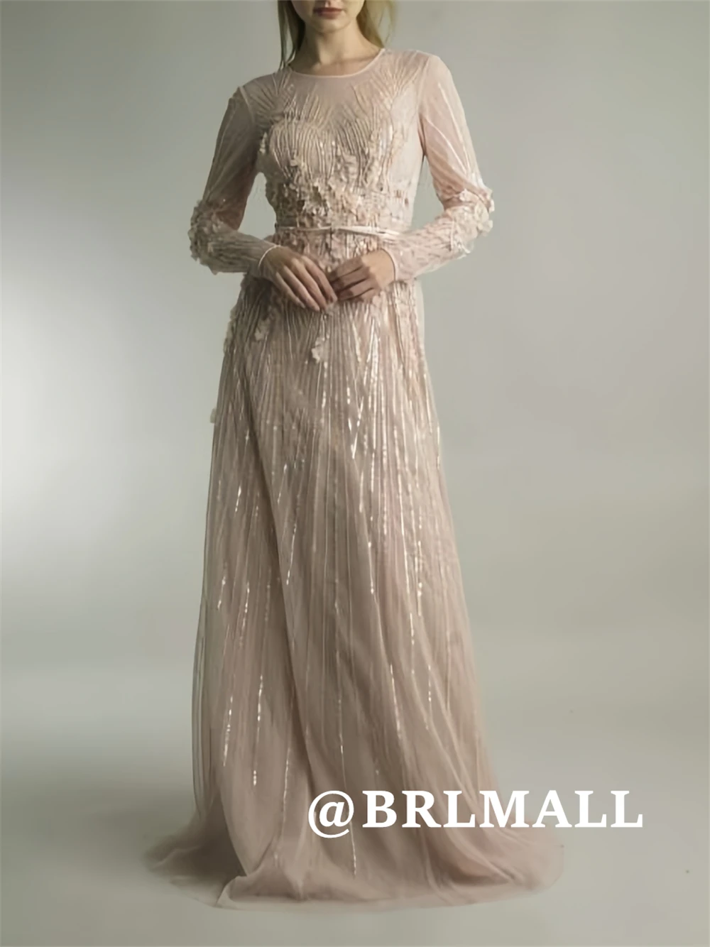 BRLMALL Nude Beaded Appliques Prom Dress O Neck Full Sleeves Long Party Prom Gowns Mother of the Bride Dresses Customized Size
BRLMALL Nude Beaded Appliques Prom Dress O Neck Full Sleeves Long Party Prom Gowns Mother of the Bride Dresses Customized Size