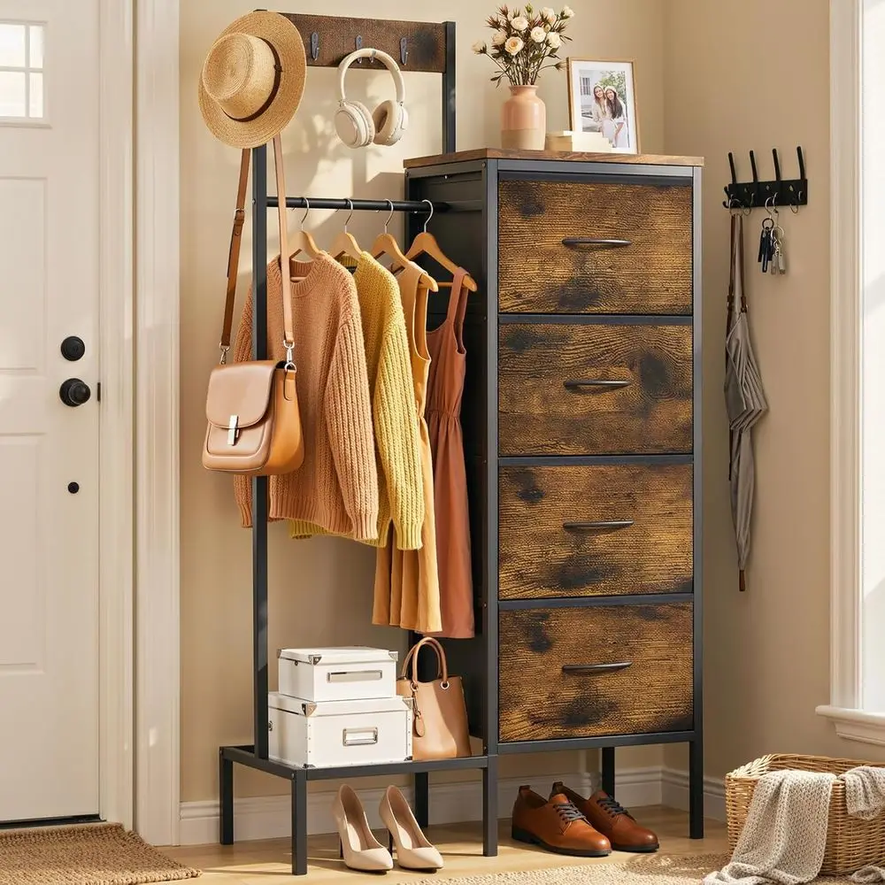 Drer with Hanging Rack and Storage Ders, 4 Der Chest with Hooks and Hat Rack, Rustic Entryway Organizer or Clothes, Bags, Shoes
Drer with Hanging Rack and Storage Ders, 4 Der Chest with Hooks and Hat Rack, Rustic Entryway Organizer or Clothes, Bags, Shoes