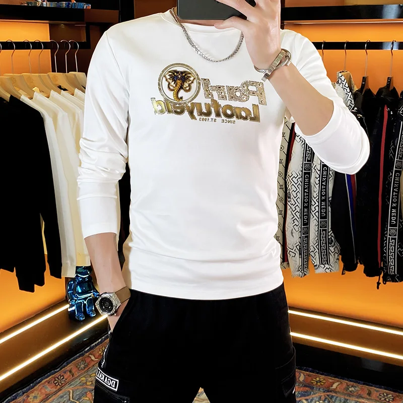 Faionable Long Sve Rhinestone round Ne T-irt Men's Slim Fit Spring Autumn New Arrival Trendy Brand European Sle Top
Faionable Long Sve Rhinestone round Ne T-irt Men's Slim Fit Spring Autumn New Arrival Trendy Brand European Sle Top