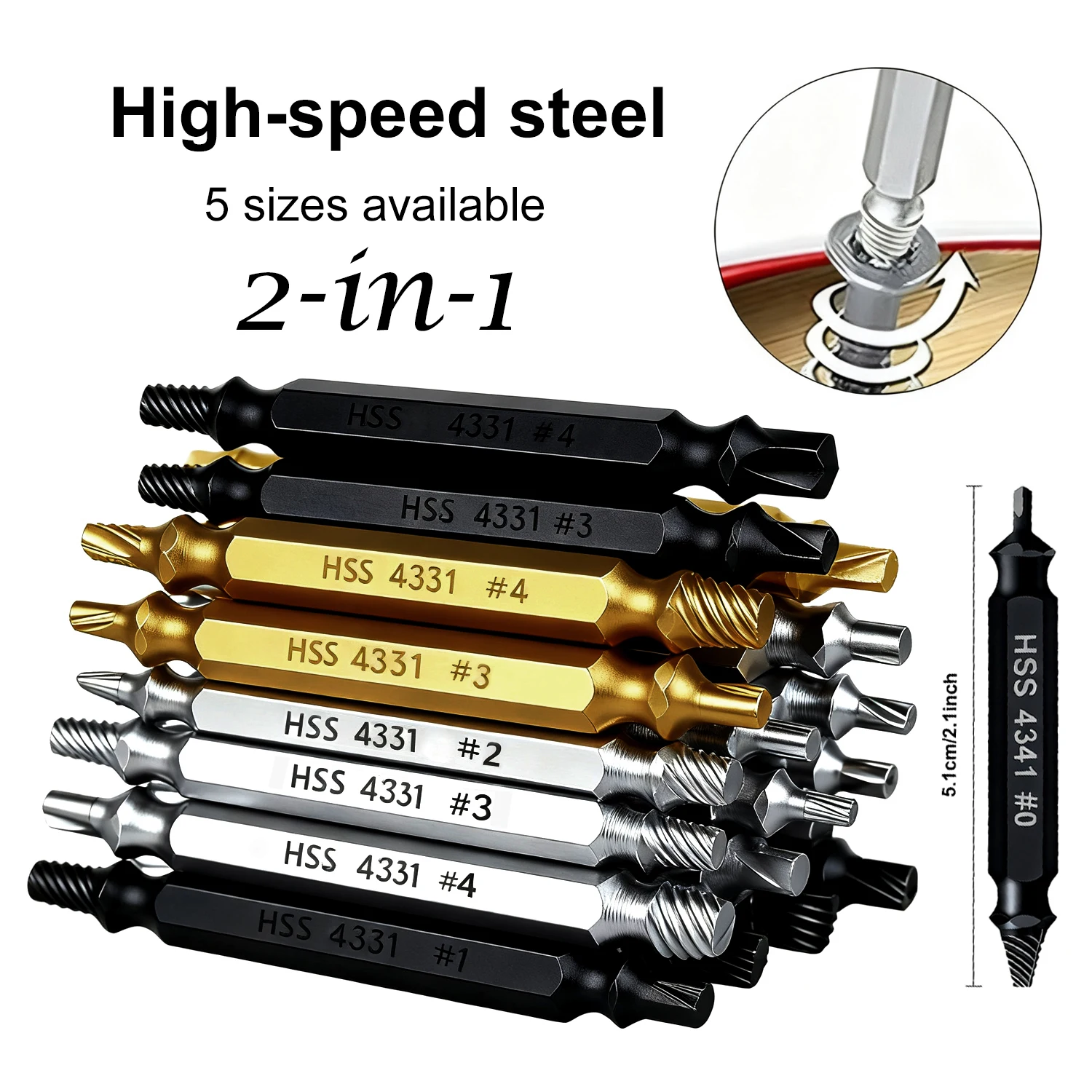 For 5pcs/set Extractor Double Head Screw Slide Tooth Removal Tool Screwdriver Head Broken Wire Set Damaged Screw Extractor Set
For 5pcs/set Extractor Double Head Screw Slide Tooth Removal Tool Screwdriver Head Broken Wire Set Damaged Screw Extractor Set