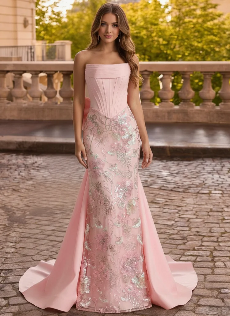 Fashion Romantic Ball Gowns Prom Dress Mermaid Strapless Floral Long BasqueWaist Corset Floral Dress With Beads Sequins
Fashion Romantic Ball Gowns Prom Dress Mermaid Strapless Floral Long BasqueWaist Corset Floral Dress With Beads Sequins