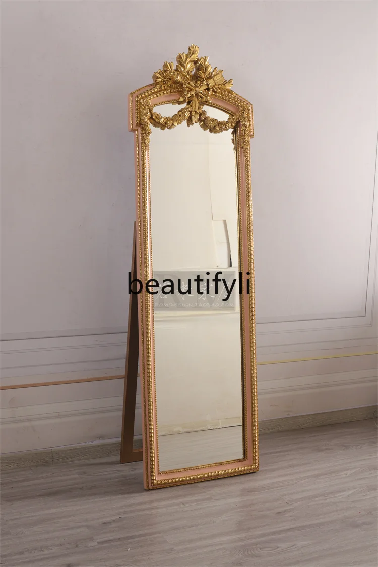 Narrow decorative mirror Small full-length mirror Corridor French luxury villa changing mirror Gold
Narrow decorative mirror Small full-length mirror Corridor French luxury villa changing mirror Gold