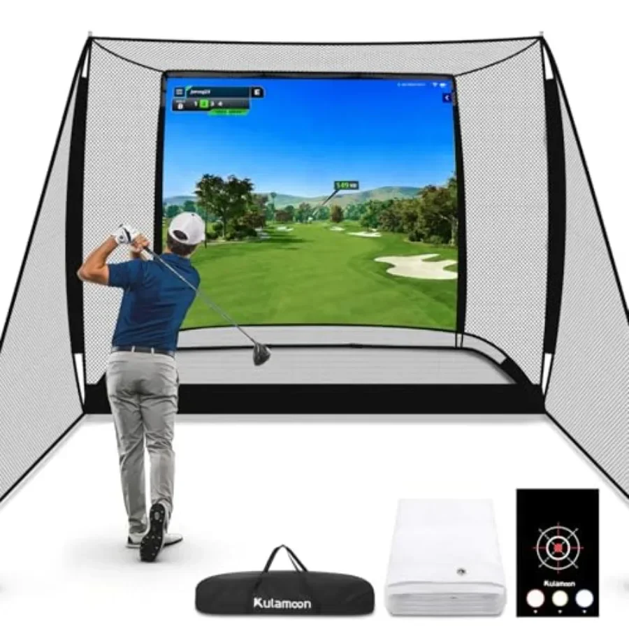 Golf Simulator Cage, 10x8ft Golf Practice Hitting Net with Triple-Layer HD Screen, 5x4ft Golf Mat with Dual Turf for Indoor and
Golf Simulator Cage, 10x8ft Golf Practice Hitting Net with Triple-Layer HD Screen, 5x4ft Golf Mat with Dual Turf for Indoor and