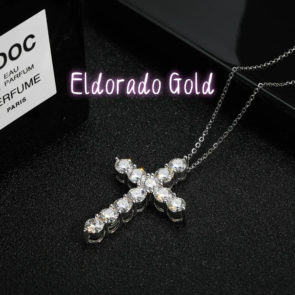 Eldorado Gold New Full Moissanite Cross Pendant Necklace Original 925 Sterling Sliver Chain Plated 18k White Gold Fine Necklace
Eldorado Gold New Full Moissanite Cross Pendant Necklace Original 925 Sterling Sliver Chain Plated 18k White Gold Fine Necklace