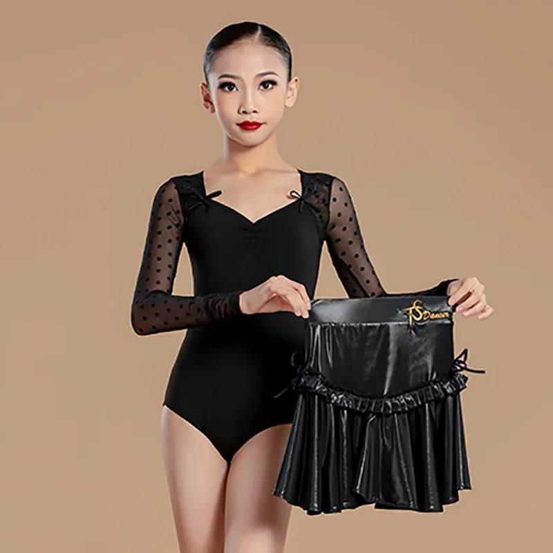 Детская одежда для латинских танцев для девочек, сетчатое боди с длинными рукавами и латексные блестящие кожаные юбки, танцевальная одежда, костюм для выступлений
Детская одежда для латинских танцев для девочек, сетчатое боди с длинными рукавами и латексные блестящие кожаные юбки, танцевальная одежда, костюм для выступлений
