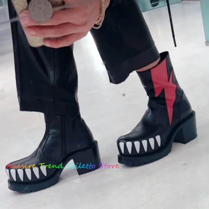Red Flame Motif Calf Leather Ankle Boot Men Black Genuine Leather Round Toe Platform Block Heel Side Zip Street Style Boot
Red Flame Motif Calf Leather Ankle Boot Men Black Genuine Leather Round Toe Platform Block Heel Side Zip Street Style Boot