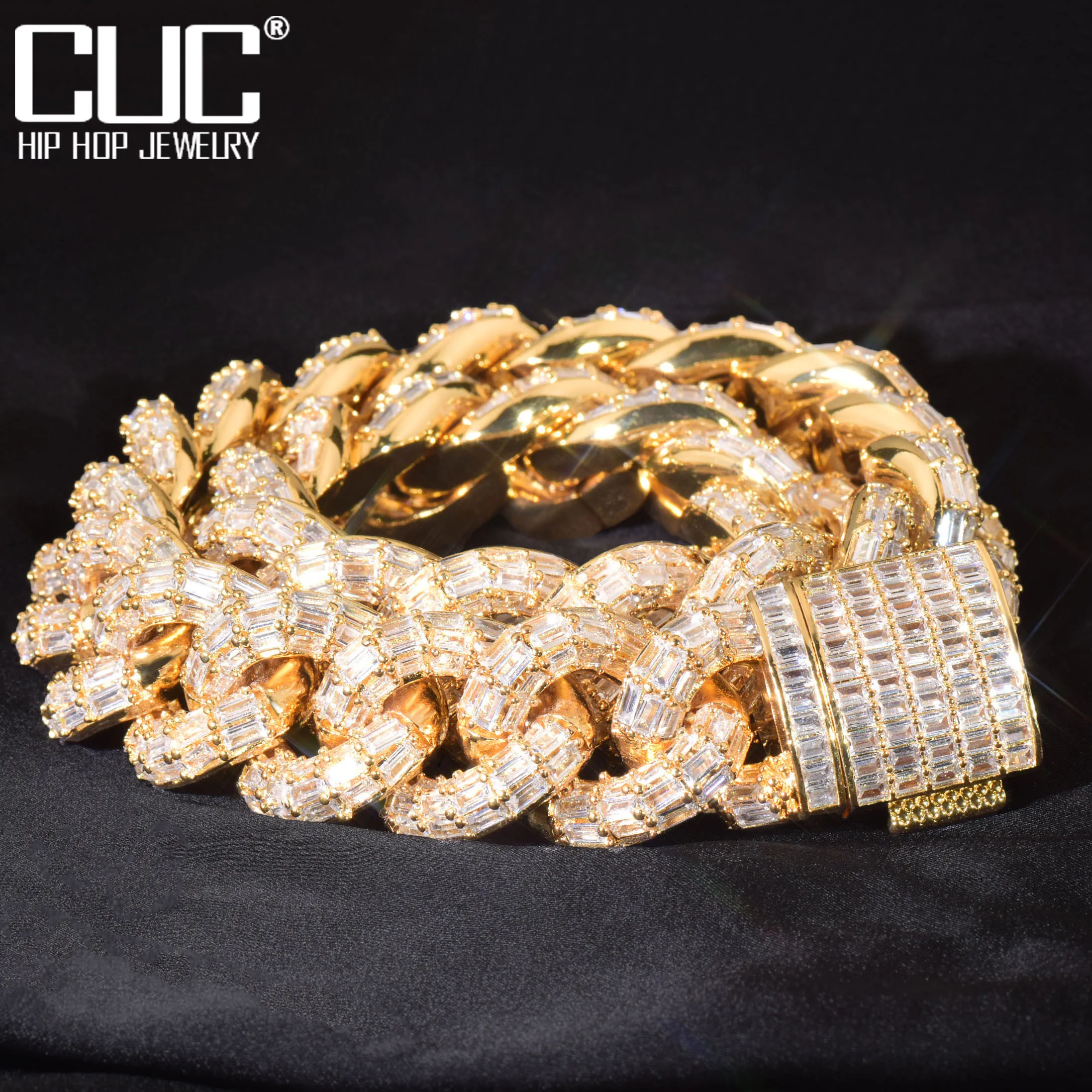 CUC 21mm Miami Cuban Chain Necklace Gold Color Bling Baguette Zircon Men's Hip Hop Link Choker Fashion Rock Jewelry
CUC 21mm Miami Cuban Chain Necklace Gold Color Bling Baguette Zircon Men's Hip Hop Link Choker Fashion Rock Jewelry
