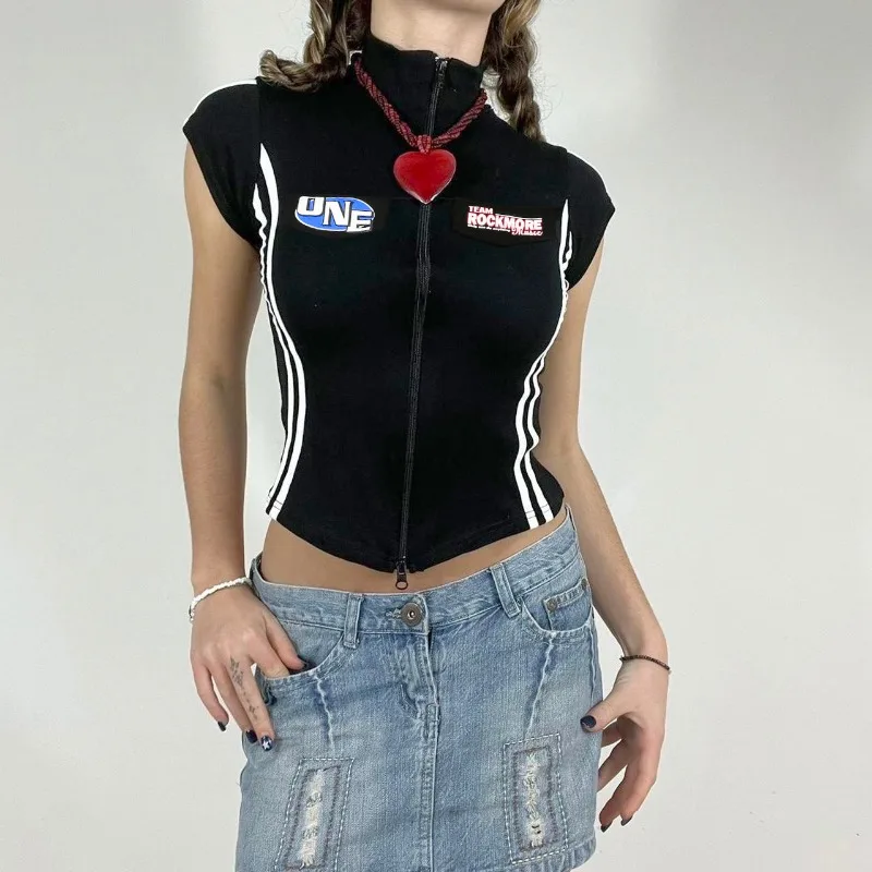 HOUZHOU Y2K Vintage T-shirt Women Spring Short Sleeve Cropped Motorcycle Tshirts Korean Fashion Zip Up Tees Streetwear Aesthetic
HOUZHOU Y2K Vintage T-shirt Women Spring Short Sleeve Cropped Motorcycle Tshirts Korean Fashion Zip Up Tees Streetwear Aesthetic
