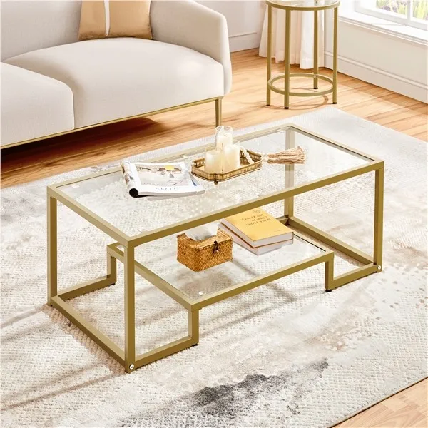 Modern Tempered Glass Coffee Table With Open Shelf/ Metal Frame for Living Room
Modern Tempered Glass Coffee Table With Open Shelf/ Metal Frame for Living Room