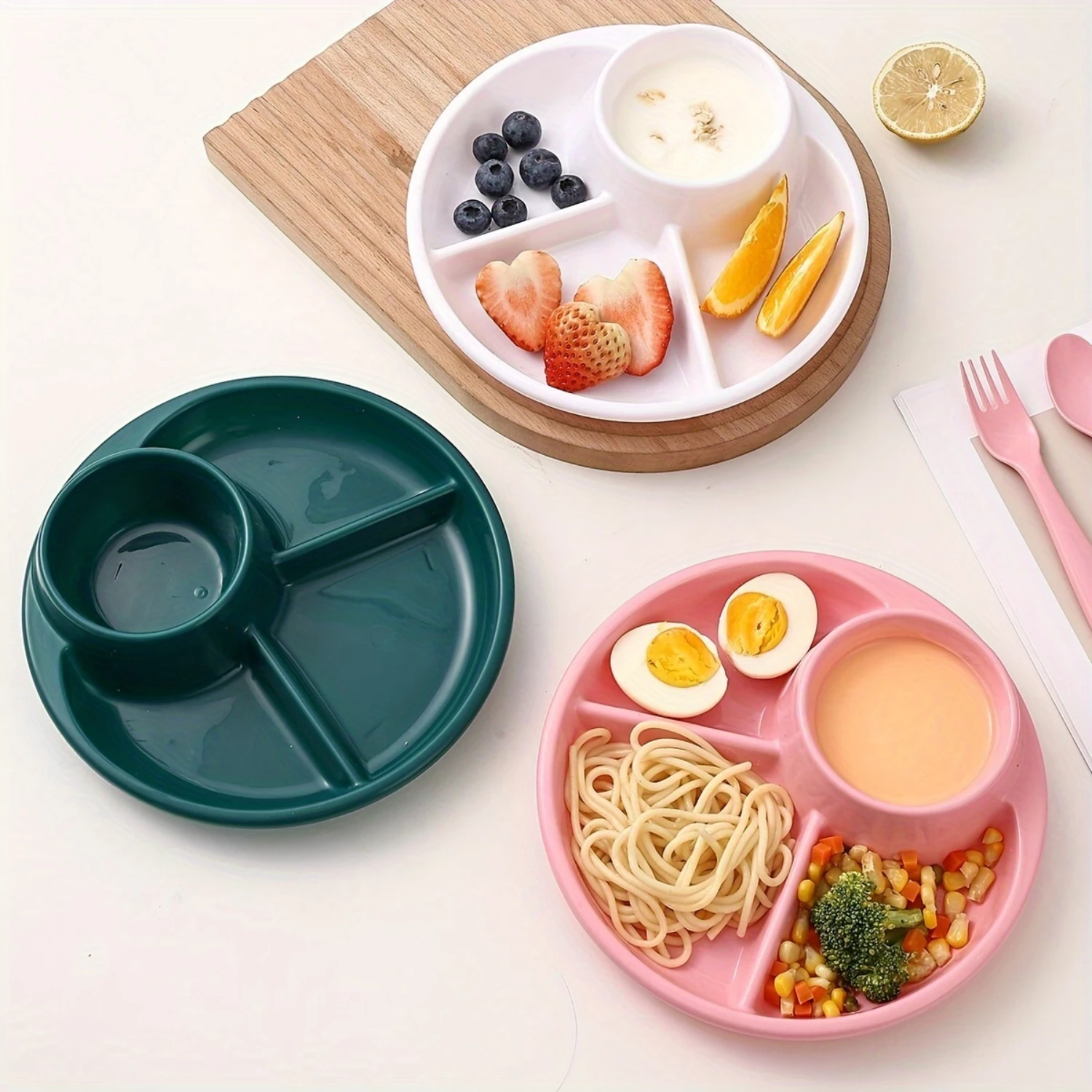 4-Compartment Round Plastic Dinner Plate - Microwave Safe, Perfect For Fruit Salads & Portion Control, Ideal For Adults & Women'
4-Compartment Round Plastic Dinner Plate - Microwave Safe, Perfect For Fruit Salads & Portion Control, Ideal For Adults & Women'