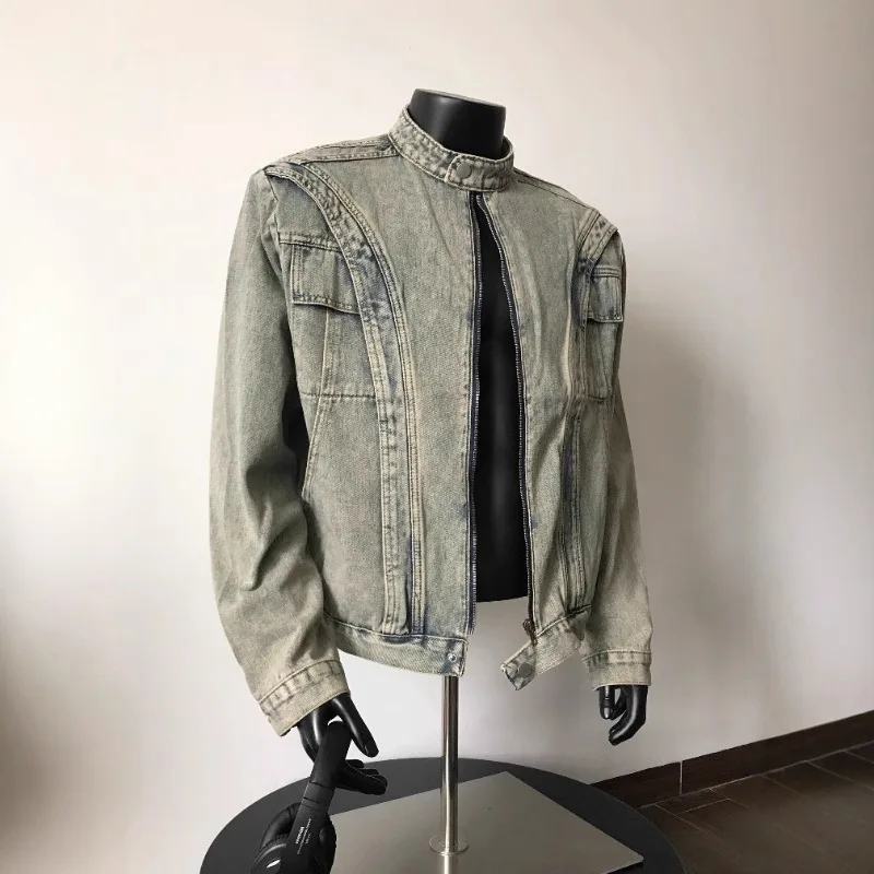 2026 New Spring Autumn Trendy Deconstruction Heavy Duty Washed Stand Collar Padded Shoulder Denim Jacket For Men Zip Short Coat
2026 New Spring Autumn Trendy Deconstruction Heavy Duty Washed Stand Collar Padded Shoulder Denim Jacket For Men Zip Short Coat