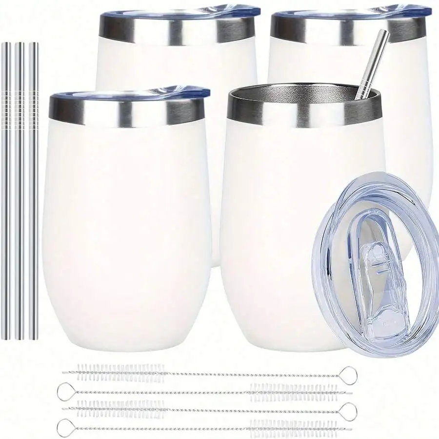 (4 Pack) 12 Oz Stainless Steel Wine Tumbler With Lid And Straw, Stainless Steel Travel Mug For Hot And Cold Drinks, Wine, Coffee
(4 Pack) 12 Oz Stainless Steel Wine Tumbler With Lid And Straw, Stainless Steel Travel Mug For Hot And Cold Drinks, Wine, Coffee