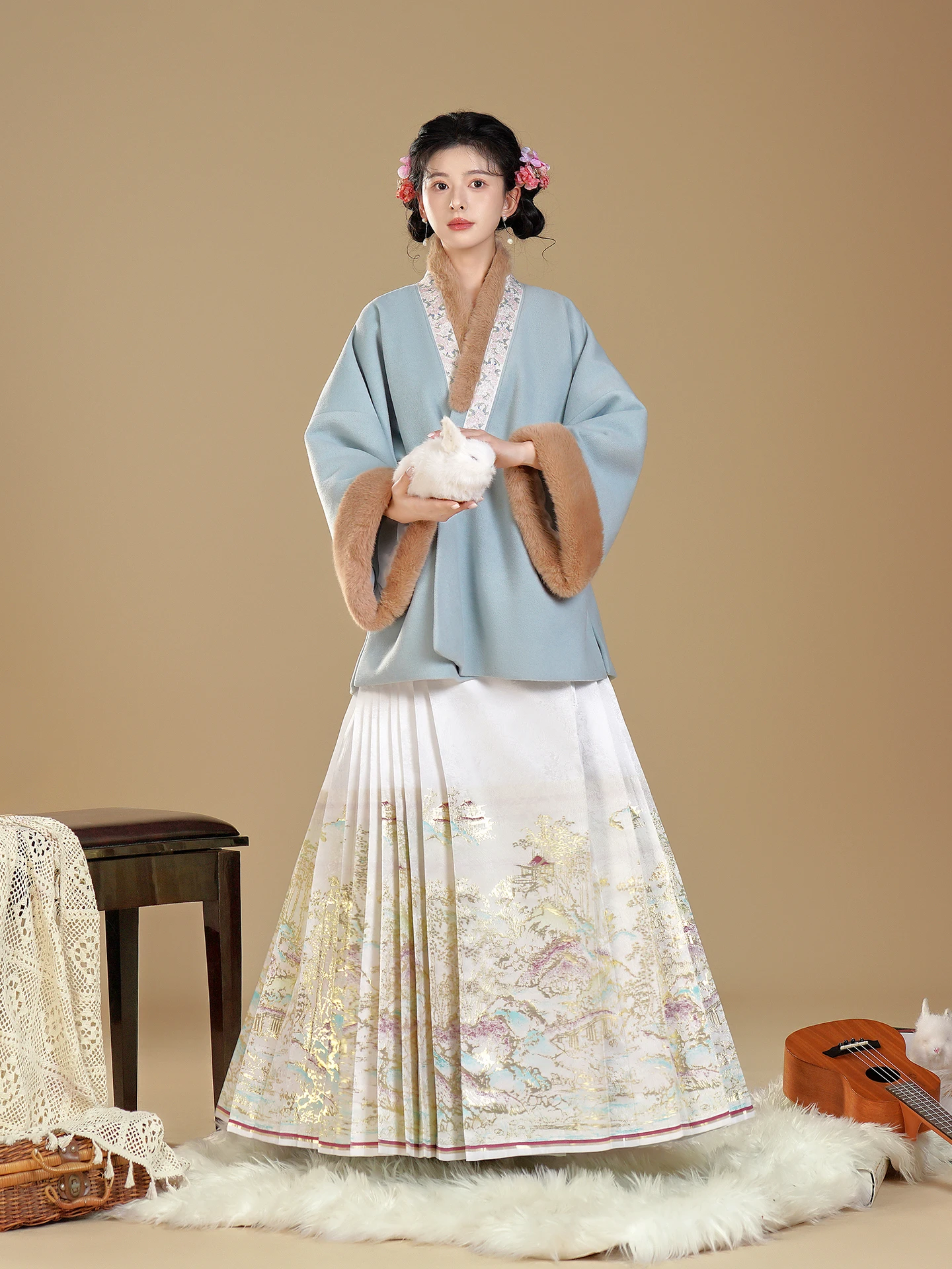 Qiyueji Autumn Winter New Original Ming Dynas Hanfu Outerwear Woolen Jaet Daily Embroidered Ma Face Skirt Set Women
Qiyueji Autumn Winter New Original Ming Dynas Hanfu Outerwear Woolen Jaet Daily Embroidered Ma Face Skirt Set Women