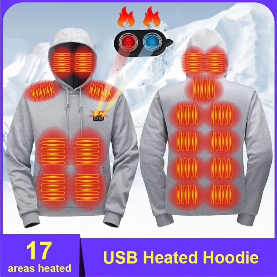 Men's 17 zone intelligent heating hooded sweatshirt USB charging sports shirt winter pullover jacket men's winter jacket
Men's 17 zone intelligent heating hooded sweatshirt USB charging sports shirt winter pullover jacket men's winter jacket