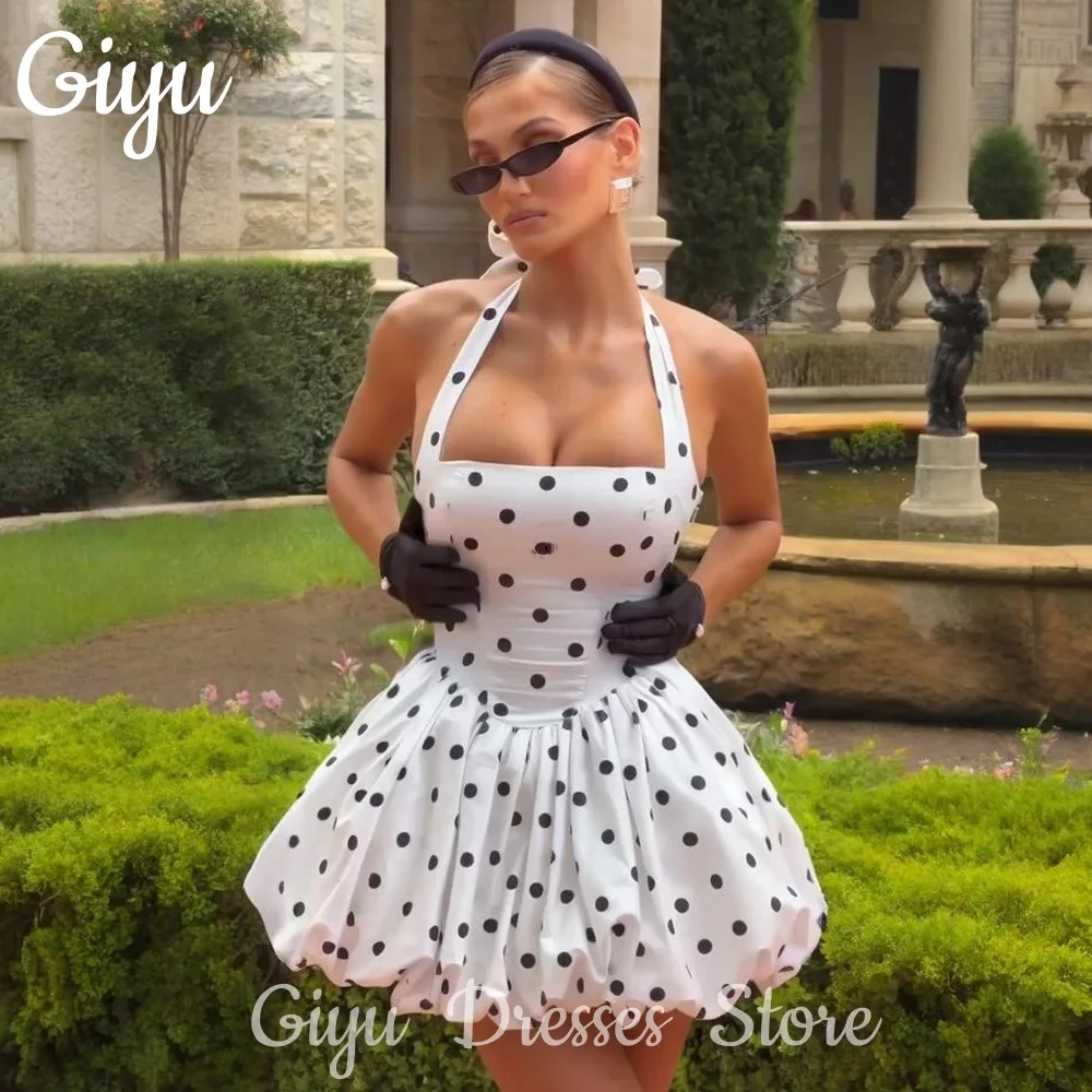 Giyu Sexy Halter Dot A-line Wedding Party Dresses Bow Sleeveless Pleat Mini Above Knee Birthday Party Dress Summer Dresses 2025
Giyu Sexy Halter Dot A-line Wedding Party Dresses Bow Sleeveless Pleat Mini Above Knee Birthday Party Dress Summer Dresses 2025