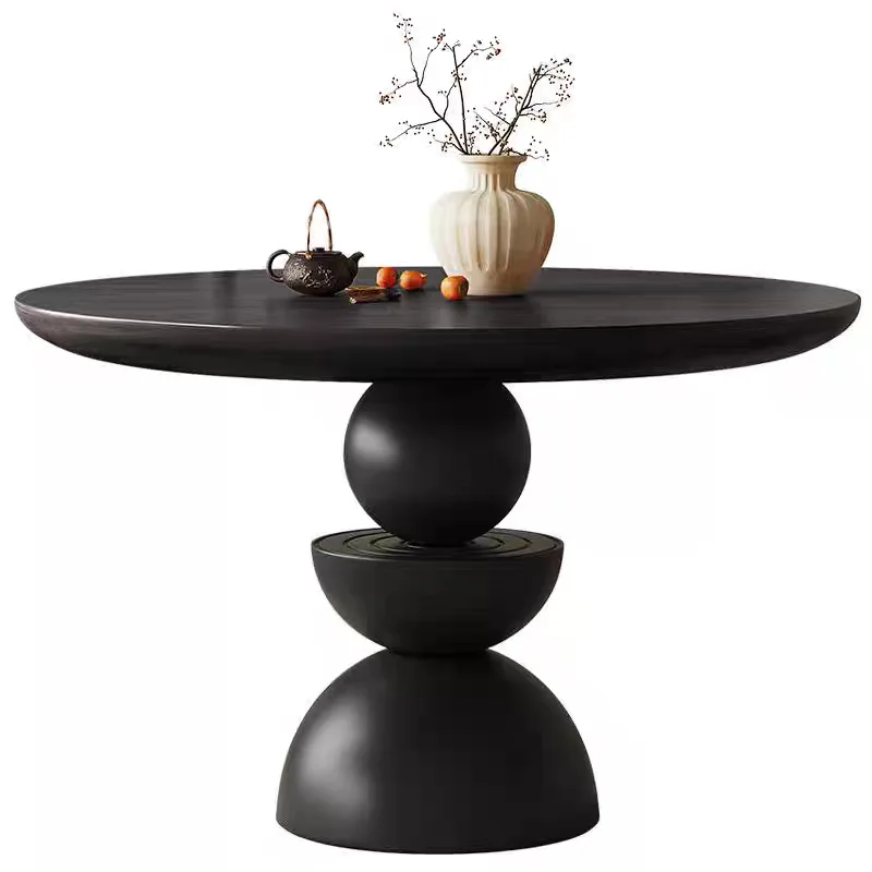French retro solid wood round table wabi black round dining table dining table American country creative neoclassical dining
French retro solid wood round table wabi black round dining table dining table American country creative neoclassical dining