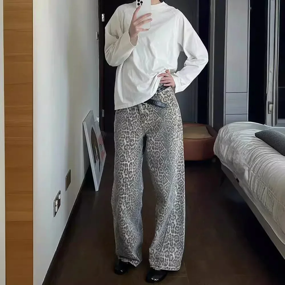 Jeans Wide Leg Pants Women Denim Ankle Length Pants Washed Leopard Jean Pockets High Waist Loose Fit Sashes Casual Vintage
Jeans Wide Leg Pants Women Denim Ankle Length Pants Washed Leopard Jean Pockets High Waist Loose Fit Sashes Casual Vintage