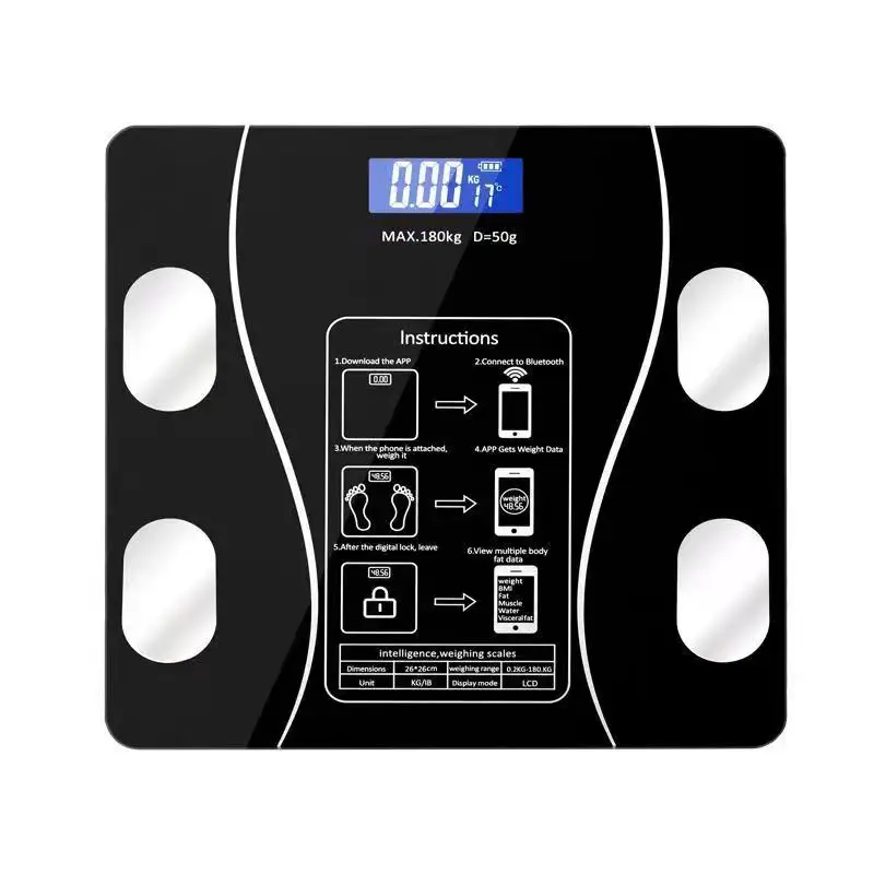 Battery Powered Smart Bathroom Scale Bluetooth Body Fat BMI Digital Scale
Battery Powered Smart Bathroom Scale Bluetooth Body Fat BMI Digital Scale