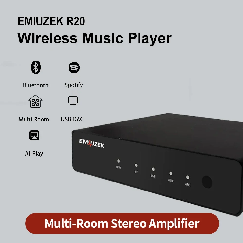 EMiUZEK R20 Wireless Bluetooth Audio Receiver WiFi Multi-Room Streamer AirPlay Spotify Connect USB DAC Hi-Fi System
EMiUZEK R20 Wireless Bluetooth Audio Receiver WiFi Multi-Room Streamer AirPlay Spotify Connect USB DAC Hi-Fi System