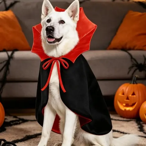 Suitable for Halloween Costumes for Small and Medium-sized Pets Classic Cat Dog and Vampire Cloaks Red and Black Cloaks