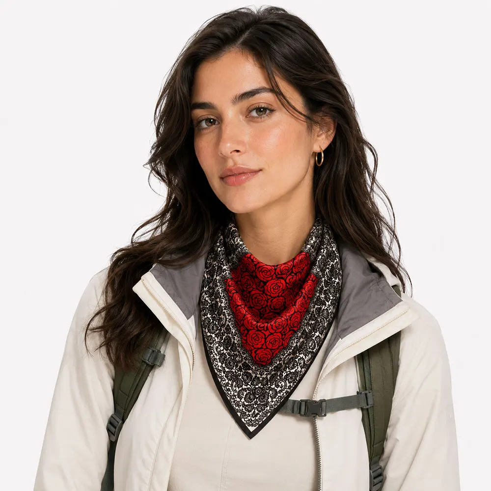 53cm 100% Natural Silk Scarf Women Red Black White Lace Floral Print Spanish Romantic Bandana Square Neckerchief Gift for Lady
53cm 100% Natural Silk Scarf Women Red Black White Lace Floral Print Spanish Romantic Bandana Square Neckerchief Gift for Lady