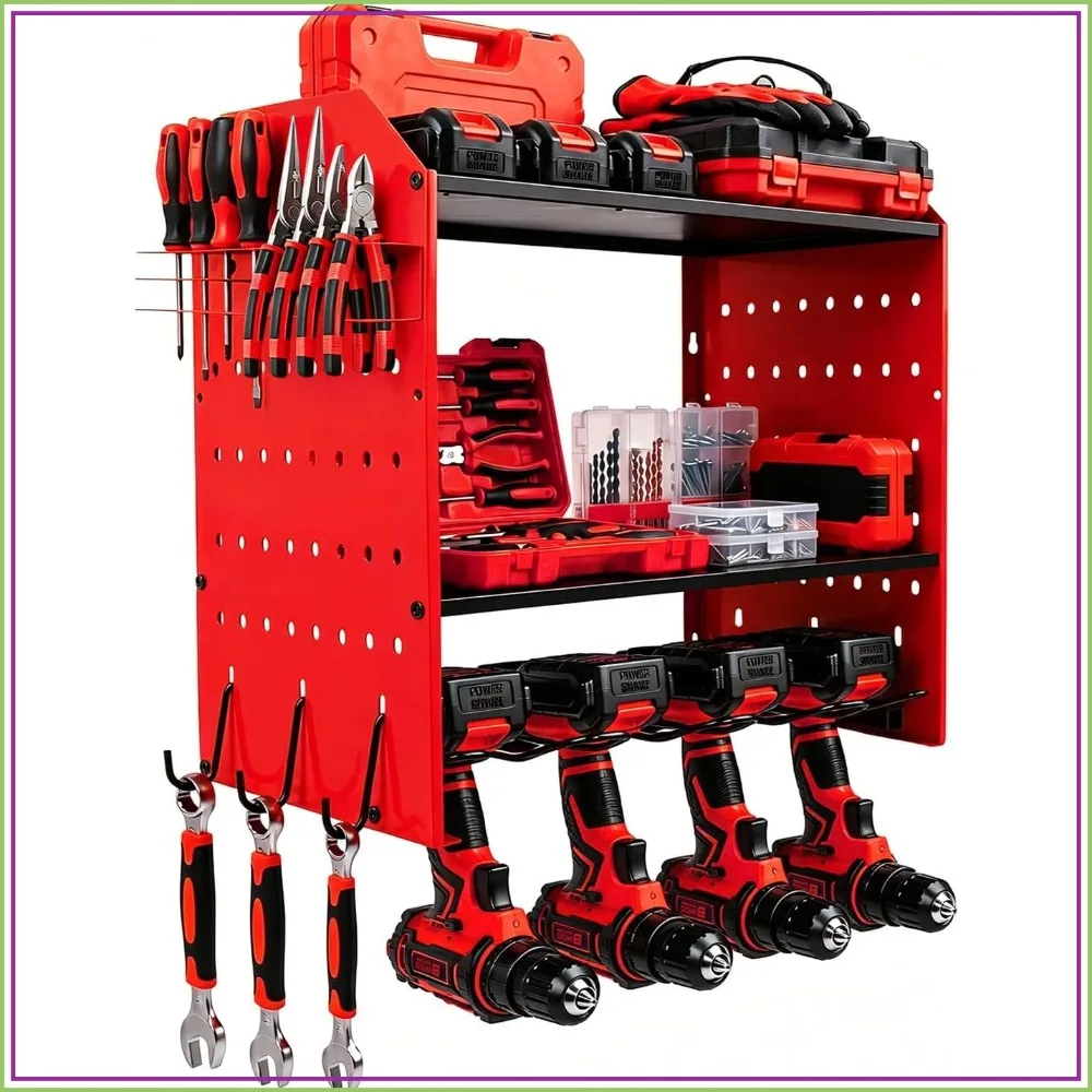 Heavy Duty Power Tool Organizer Wall Mount, Garage Drill Storage Shelf with Hooks, Metal Tool Rack for Cordless Tools
Heavy Duty Power Tool Organizer Wall Mount, Garage Drill Storage Shelf with Hooks, Metal Tool Rack for Cordless Tools