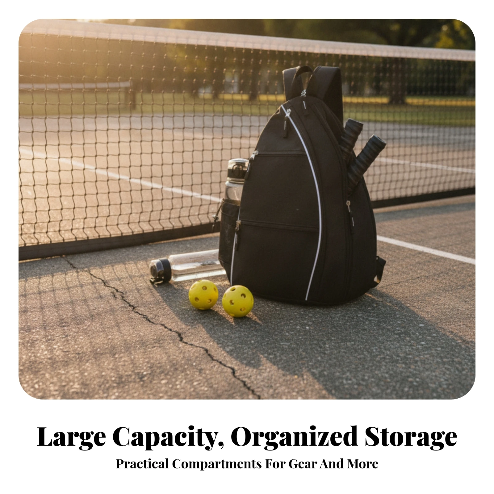Sports Storage Pickleball Bag Mesh Pocket Triangle Bag Textile Zipper Closure
Sports Storage Pickleball Bag Mesh Pocket Triangle Bag Textile Zipper Closure