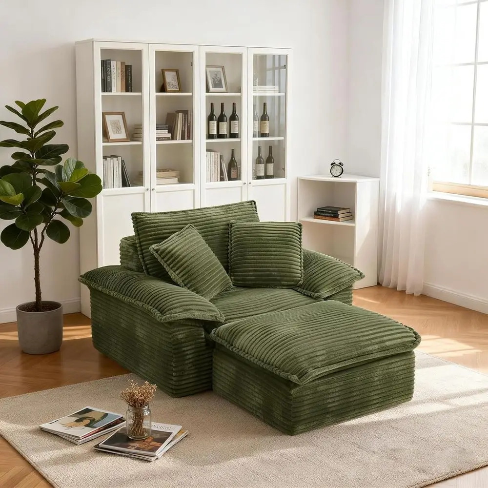 48 Inch Indoor Chaise Lounge Chair, Oversized Corduroy Sofa Couch, Cloud-Like Bed with Ottoman for Living Room, Bedroom, or Loun
48 Inch Indoor Chaise Lounge Chair, Oversized Corduroy Sofa Couch, Cloud-Like Bed with Ottoman for Living Room, Bedroom, or Loun