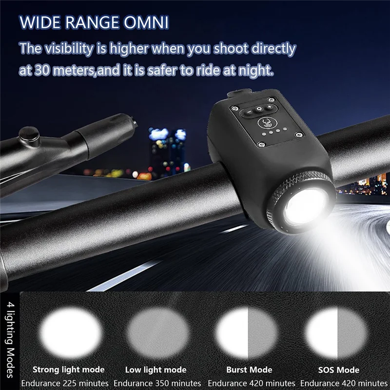 XFDZ-Bicycle Horn Light Bicycle Headlight Lamp, LPX5 Waterproof With Large Range Floodlight With Charging Taillight
XFDZ-Bicycle Horn Light Bicycle Headlight Lamp, LPX5 Waterproof With Large Range Floodlight With Charging Taillight