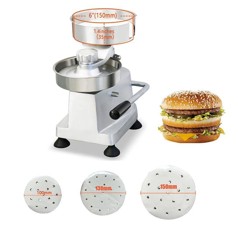 Replaceable 100/130/150mm Manual Meat Pie Making Machine Hamburger Patty Mold Press for Meat Product Preparation
Replaceable 100/130/150mm Manual Meat Pie Making Machine Hamburger Patty Mold Press for Meat Product Preparation