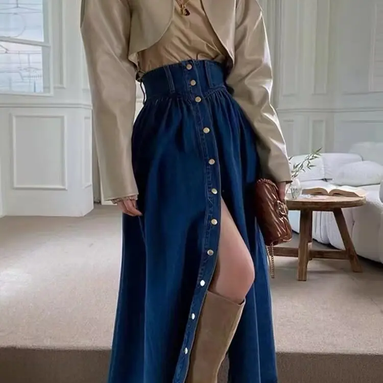 Женская джинсовая юбка Dongda Gate, новая весенняя коллекция, А-силуэт, на одной пуговице, с высокой талией, из смесового хлопка и полиэстера, повседневная, для работы и отдыха.
Женская джинсовая юбка Dongda Gate, новая весенняя коллекция, А-силуэт, на одной пуговице, с высокой талией, из смесового хлопка и полиэстера, повседневная, для работы и отдыха.