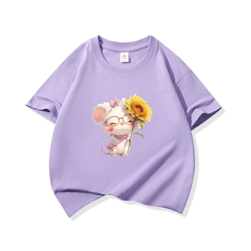 Kids Cotton T Shirt Cute Mouse With Sunflower Flower Print Crew Neck Short Sleeve Tee Casual Boys Girls Summer Tops
Kids Cotton T Shirt Cute Mouse With Sunflower Flower Print Crew Neck Short Sleeve Tee Casual Boys Girls Summer Tops