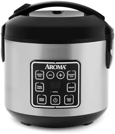 AROMA 4-Cup Digital Rice Cooker with Steam Function – Stainless Steel, 2 Qt, Multicooker ARC-914SBD
AROMA 4-Cup Digital Rice Cooker with Steam Function – Stainless Steel, 2 Qt, Multicooker ARC-914SBD