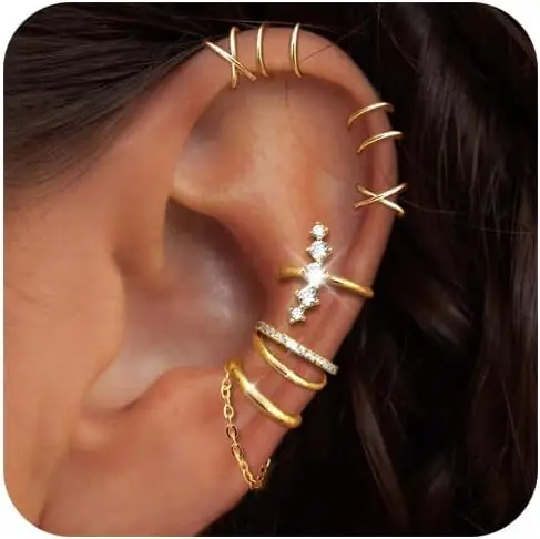 Ear Cuff Earrings for Women Non Piercing 14K Gold/Sterling Silver Plated Hoop Cuffs Non Pierced Fake
Ear Cuff Earrings for Women Non Piercing 14K Gold/Sterling Silver Plated Hoop Cuffs Non Pierced Fake