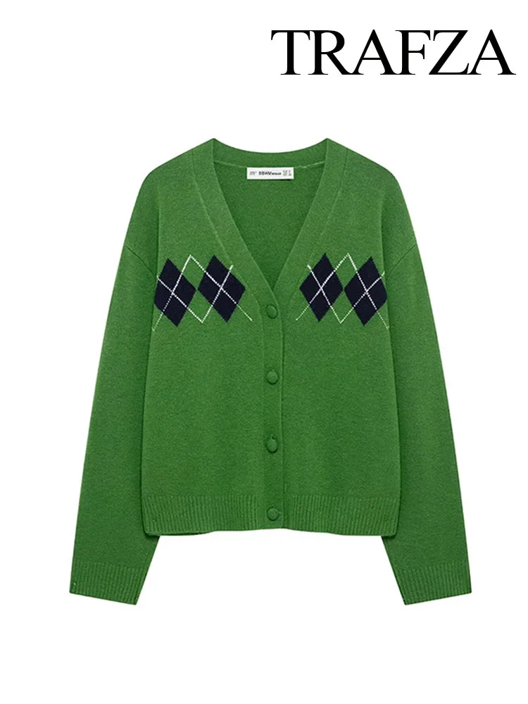 TRAFZA Women's New Fashion Sweaters Coats Green V-Neck Long Sleeves Single-Breasted Cardigans Female Spring Chic Knitting Tops
TRAFZA Women's New Fashion Sweaters Coats Green V-Neck Long Sleeves Single-Breasted Cardigans Female Spring Chic Knitting Tops