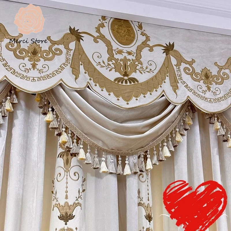 Luxury European American Villa High Window White Court Embroidered Curtains for Living Room Bedroom Study Custom Blackout Drapes
Luxury European American Villa High Window White Court Embroidered Curtains for Living Room Bedroom Study Custom Blackout Drapes