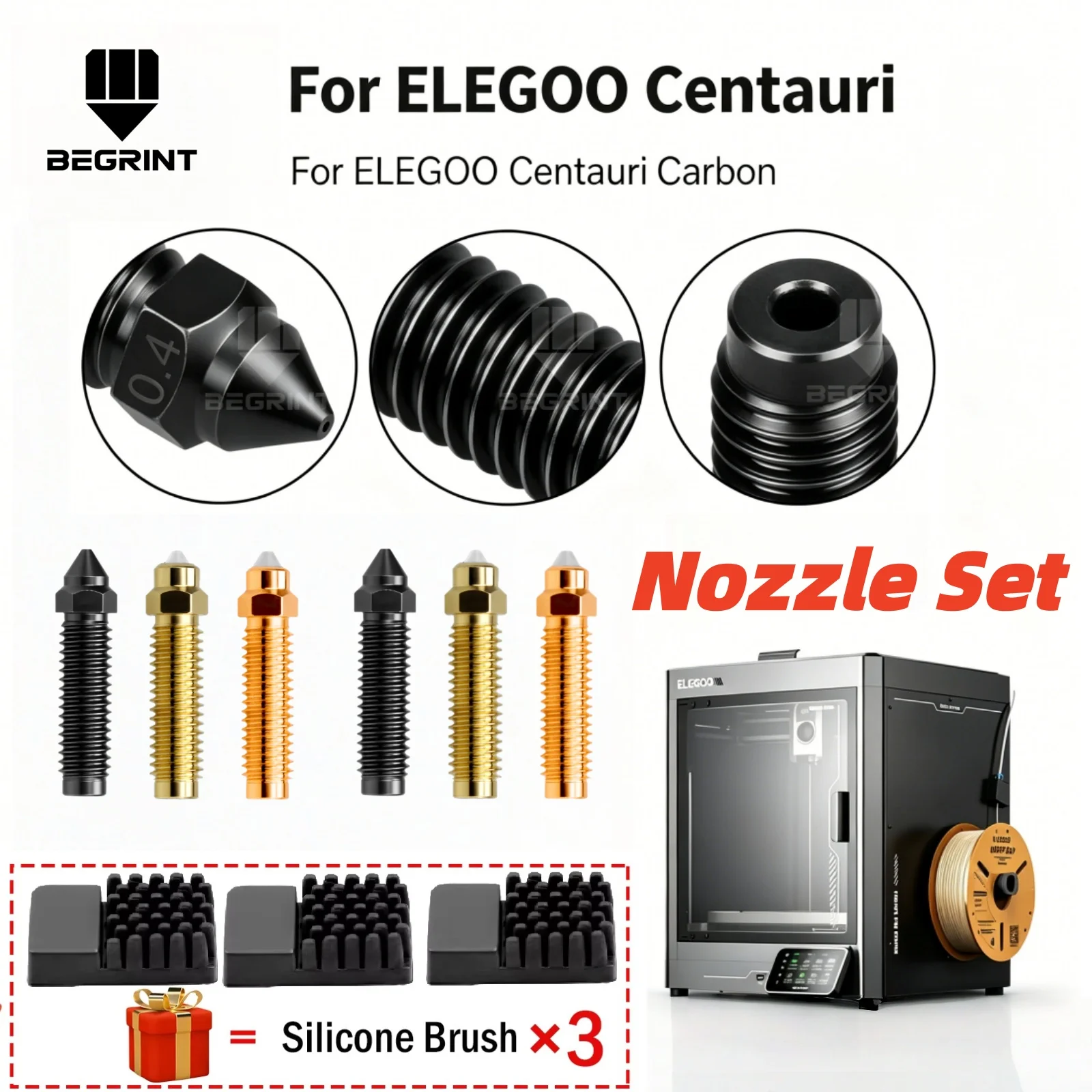 For Elegoo Centauri/Centauri Carbon Hardened Steel Nozzle 0.2/0.4/0.6/0.8 M6 Thread Integrated Throat for Elegoo Centauri Hotend
For Elegoo Centauri/Centauri Carbon Hardened Steel Nozzle 0.2/0.4/0.6/0.8 M6 Thread Integrated Throat for Elegoo Centauri Hotend