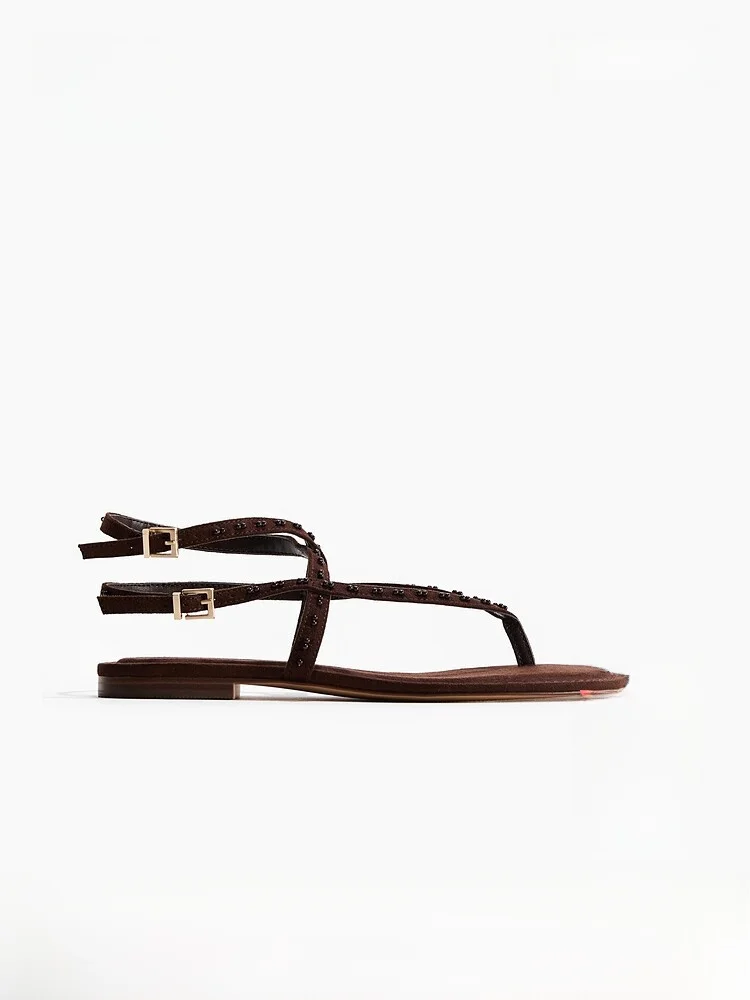 H&M Summer 2026 Women's Embellished Strap Sandals Fashionable Flat Heel Open Toe Breathable Casual Elegant Footwear
H&M Summer 2026 Women's Embellished Strap Sandals Fashionable Flat Heel Open Toe Breathable Casual Elegant Footwear