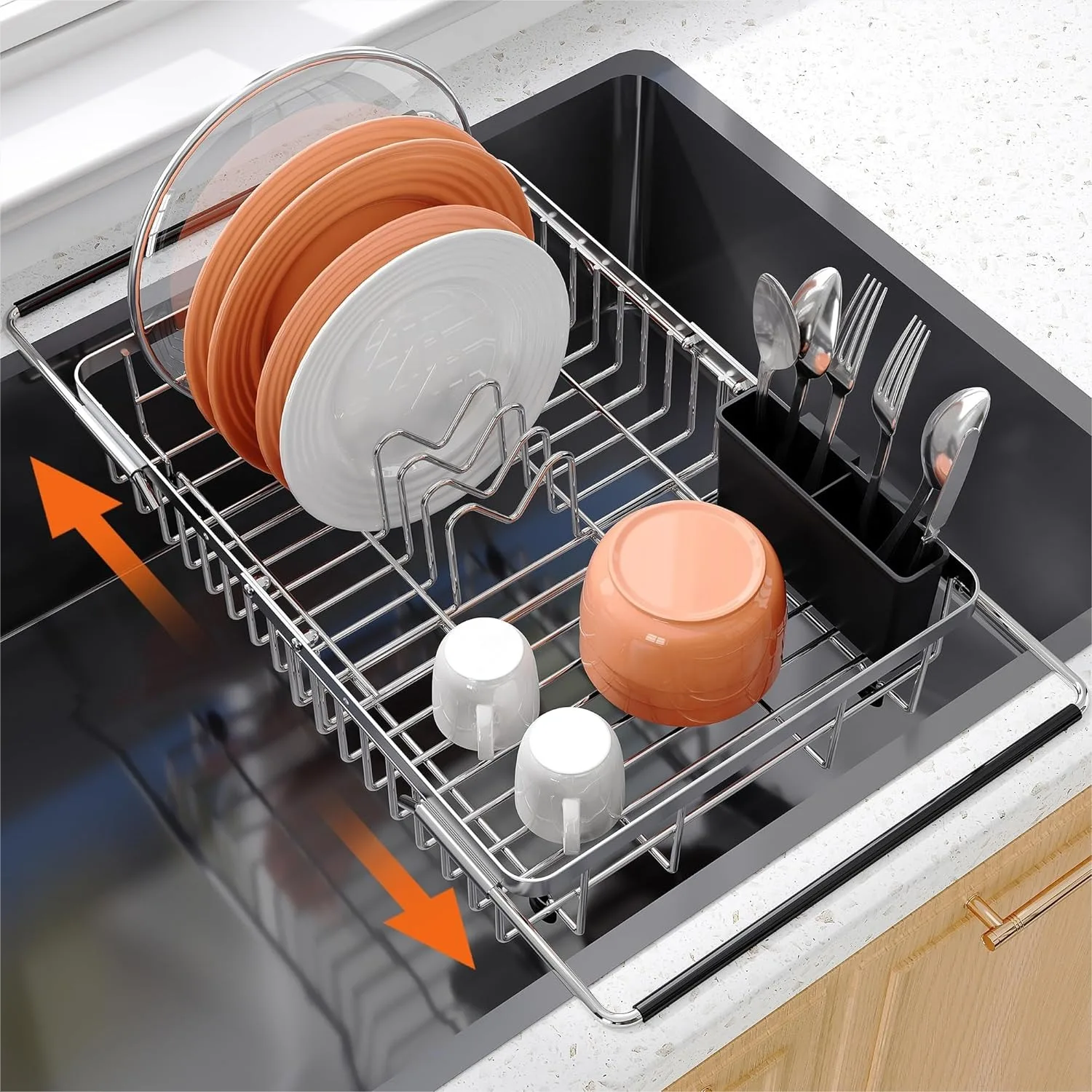Expandable Over The Sink Dish Drying Rack, Stainless Steel Space Saving Dish Drainer for Small Kitchen, Adjustable Hanging
Expandable Over The Sink Dish Drying Rack, Stainless Steel Space Saving Dish Drainer for Small Kitchen, Adjustable Hanging