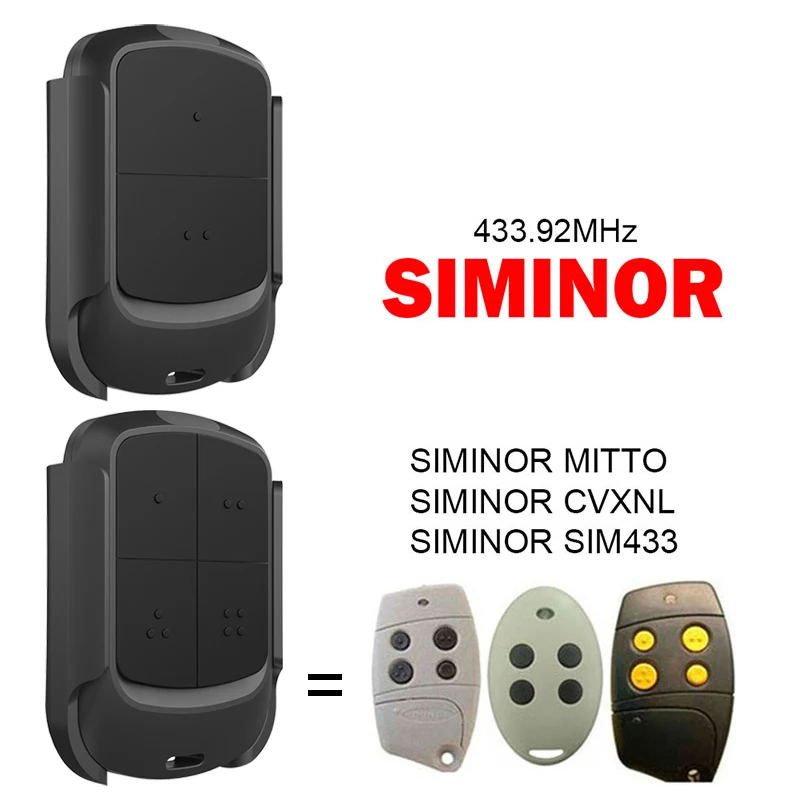 For SIMINOR MITTO CVXNL SIM433 Garage Door Remote Control Clone 433.92MHz Electric Door Opener Remote Control
For SIMINOR MITTO CVXNL SIM433 Garage Door Remote Control Clone 433.92MHz Electric Door Opener Remote Control