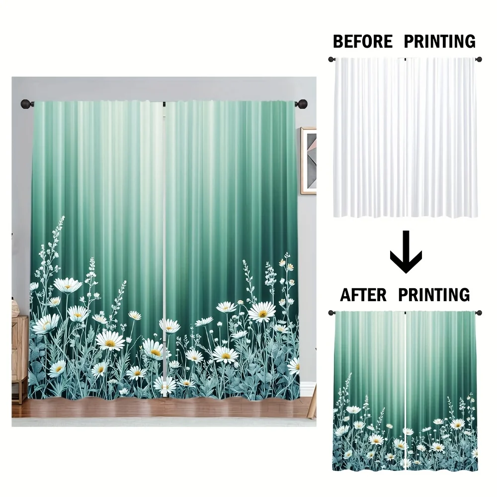 2pcs Mint Green Daisy Flower Gradient Curtain for Fresh Spring Summer Bedroom Living Room Nature Inspired Drape
2pcs Mint Green Daisy Flower Gradient Curtain for Fresh Spring Summer Bedroom Living Room Nature Inspired Drape