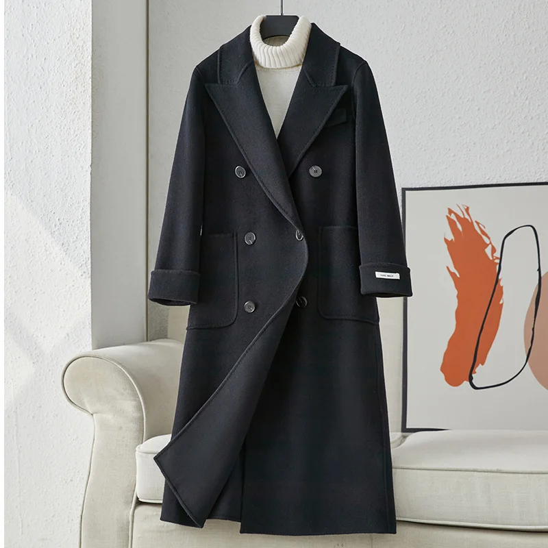 2023 Black Double Sided Cashmere Coat Women's Mid Length New Double Breasted High End 100 Pure Wool Coat
2023 Black Double Sided Cashmere Coat Women's Mid Length New Double Breasted High End 100 Pure Wool Coat