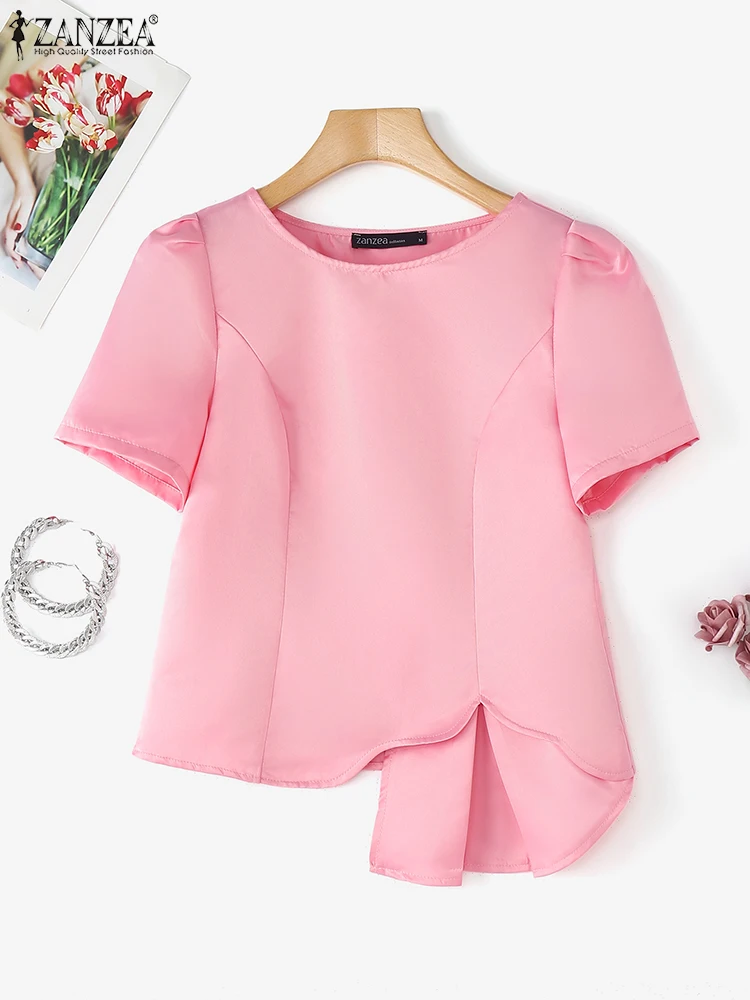 ZANZEA Women Summer Tops Asymmetrical Tunic Satin Blouse 2025 Fashion Casual Silk Shirts Elegant Short Sleeve Office Lady Blusas
ZANZEA Women Summer Tops Asymmetrical Tunic Satin Blouse 2025 Fashion Casual Silk Shirts Elegant Short Sleeve Office Lady Blusas