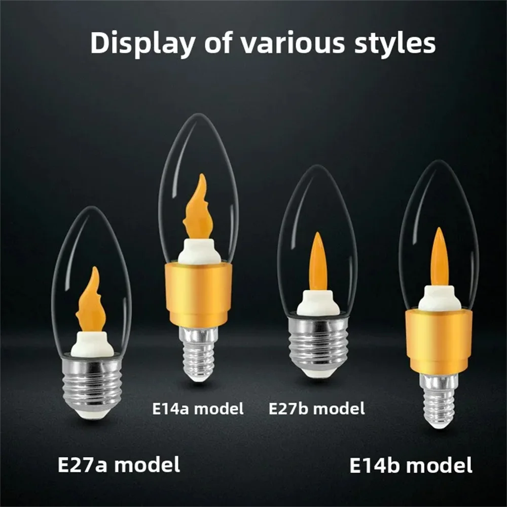 4pcs LED 3W 85-265V Yellow FlameBbulb Lamps E27 E14 Simulated Flame Electric Candle Christmas Halloween Decorative Lights
4pcs LED 3W 85-265V Yellow FlameBbulb Lamps E27 E14 Simulated Flame Electric Candle Christmas Halloween Decorative Lights