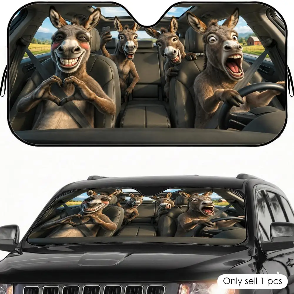 Funny Donkey Car Ride Sun Visor Foldable Front Windshield Car Sunshade Reusable Aluminum Foil UV Heat Insulation Cover
Funny Donkey Car Ride Sun Visor Foldable Front Windshield Car Sunshade Reusable Aluminum Foil UV Heat Insulation Cover