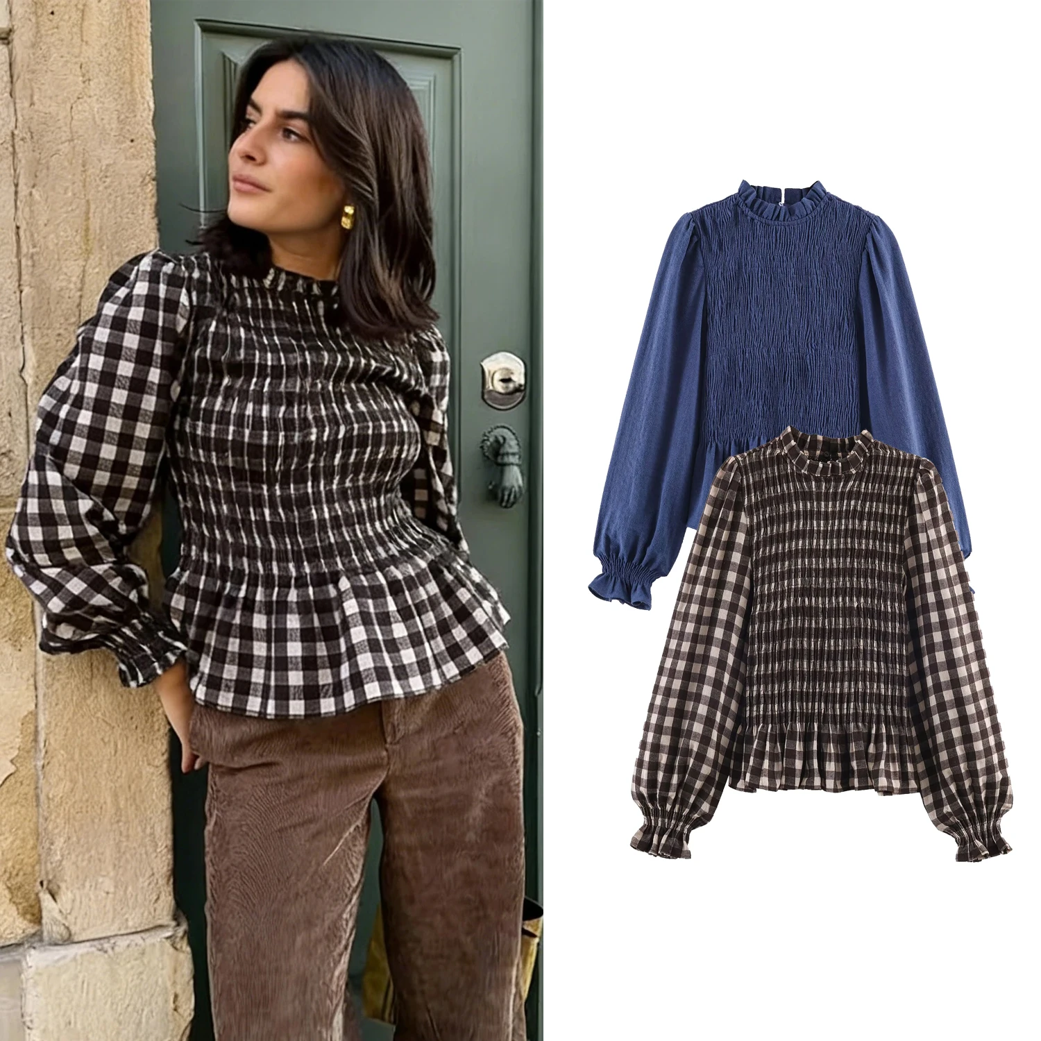 Women Blue Chic Vintage Plaid Blouses Spring Autumn New Female Long Sleeve Fold Shirt Tops Lady Fashion Casual Elegant Blouses
Women Blue Chic Vintage Plaid Blouses Spring Autumn New Female Long Sleeve Fold Shirt Tops Lady Fashion Casual Elegant Blouses